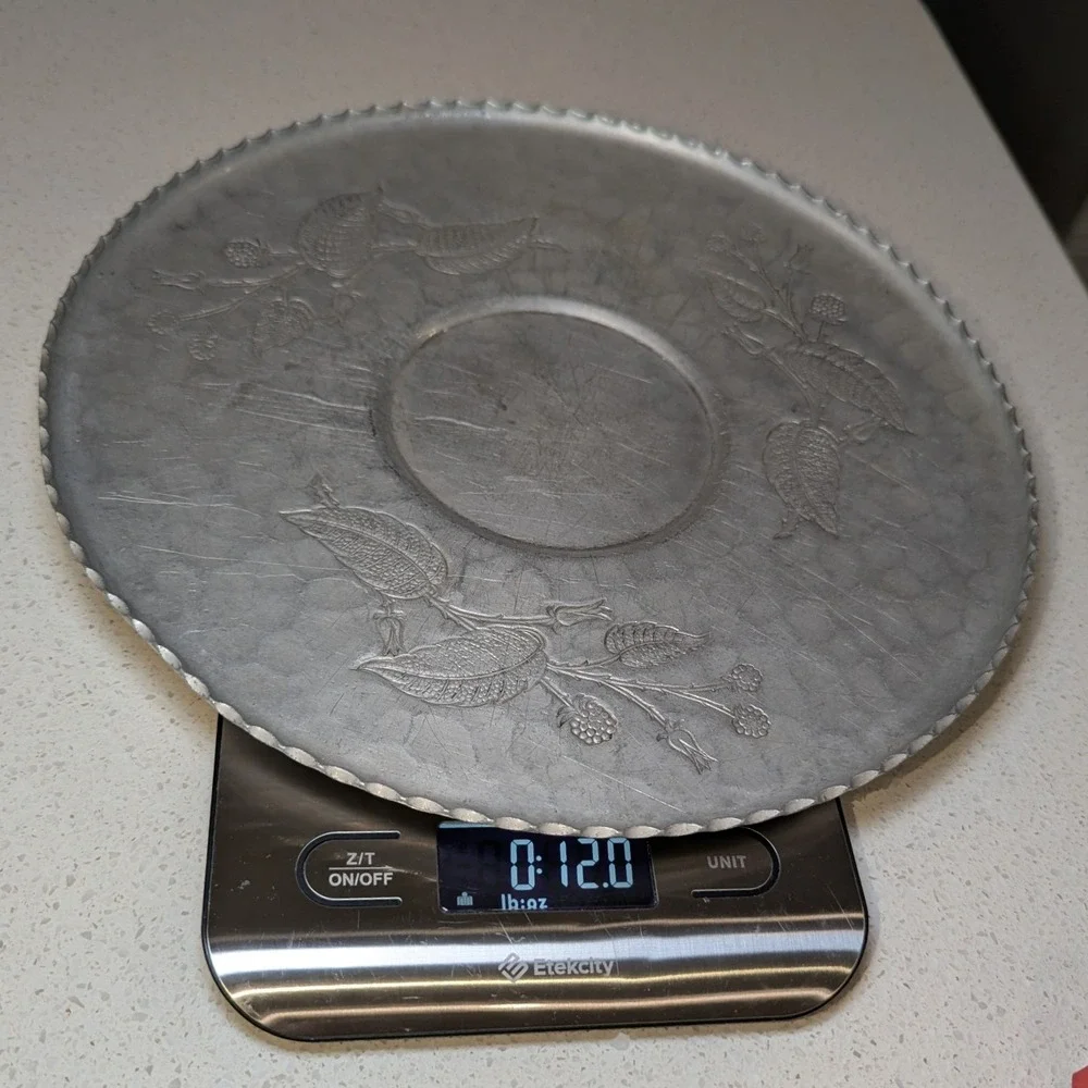 Farberware Platter Wrought Aluminum Floral Berry Design 11.5 Inch